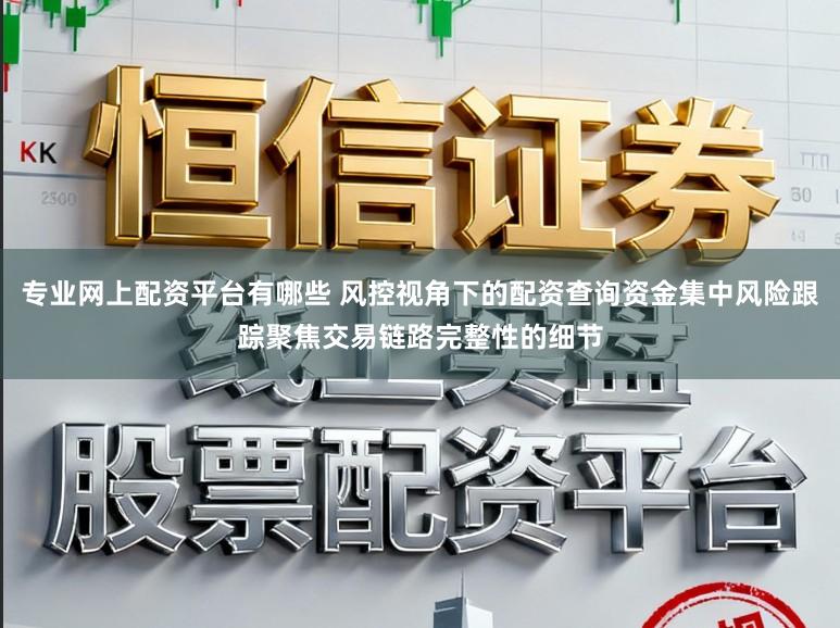 专业网上配资平台有哪些 风控视角下的配资查询资金集中风险跟踪聚焦交易链路完整性的细节